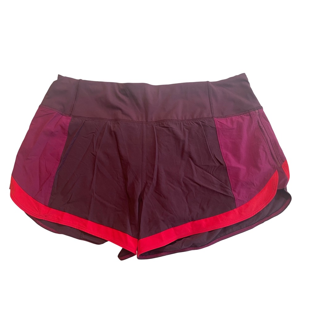 Athleta Running Free Shorts 3.5" Red Burgundy Colorblock Athletic Gym